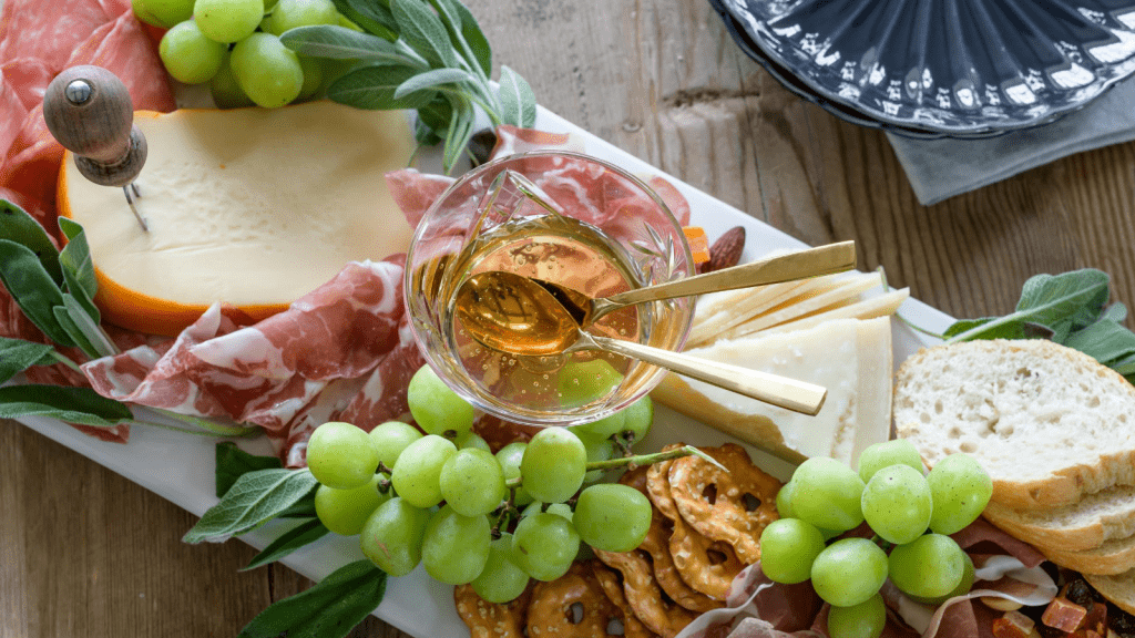 Cheese platter with honey